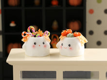 Load image into Gallery viewer, Cute Ghost Halloween Candy Jar (Pumpkins) - 12th Scale Handmade Dollhouse Miniature