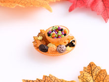 Load image into Gallery viewer, Plate &amp; Bowl of Halloween Treats (Orange) - 12th Scale Handmade Dollhouse Miniature