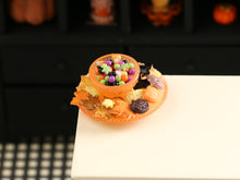 Load image into Gallery viewer, Plate &amp; Bowl of Halloween Treats (Orange) - 12th Scale Handmade Dollhouse Miniature