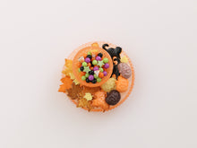 Load image into Gallery viewer, Plate &amp; Bowl of Halloween Treats (Orange) - 12th Scale Handmade Dollhouse Miniature