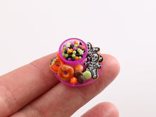 Load image into Gallery viewer, Plate &amp; Bowl of Halloween Treats (Purple) - 12th Scale Handmade Dollhouse Miniature