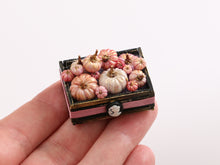 Load image into Gallery viewer, Halloween Crate of Pink and Gold Coloured Pumpkins - 12th Scale Handmade Dollhouse Miniature