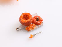 Load image into Gallery viewer, Hollowing Out Pumpkin (White Board) - 12th Scale Handmade Dollhouse Miniature