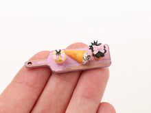 Load image into Gallery viewer, Halloween Cupcakes and Cream Horn on Pink Board - Handmade Miniature Food for 12th Scale Dollhouse