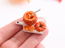 Load image into Gallery viewer, Hollowing Out Pumpkin (White Board) - 12th Scale Handmade Dollhouse Miniature
