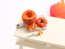 Load image into Gallery viewer, Hollowing Out Pumpkin (White Board) - 12th Scale Handmade Dollhouse Miniature
