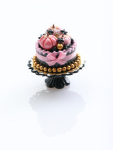 Load image into Gallery viewer, Pink, Black and Gold Halloween Cake - Dollhouse Miniature Food for Autumn
