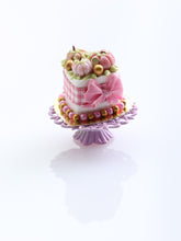 Load image into Gallery viewer, Heart-shaped Pink and Gold Halloween Cake - Dollhouse Miniature Food for Autumn
