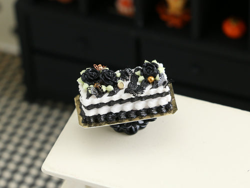 Black Rose Halloween Cake - Dollhouse Miniature Food for Autumn