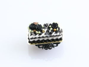 Black Rose Halloween Cake - Dollhouse Miniature Food for Autumn