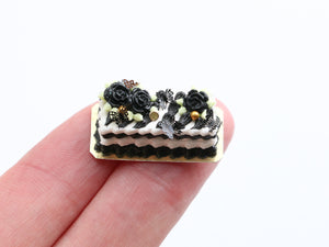 Black Rose Halloween Cake - Dollhouse Miniature Food for Autumn