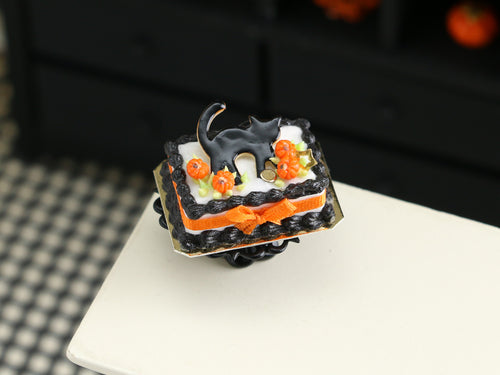 Black Cat Halloween Cake - 1:12 Scale Miniature Food for Dollhouses