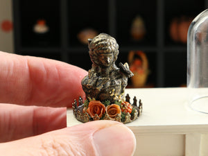 Bust of Elegant Lady and Butterflies, Under Removable Glass Dome - 1:12 Scale Miniature Decoration for Dollhouses