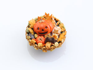 Happy Jack Pumpkin Halloween Hamper - 1:12 Scale Miniature Decoration for Dollhouses