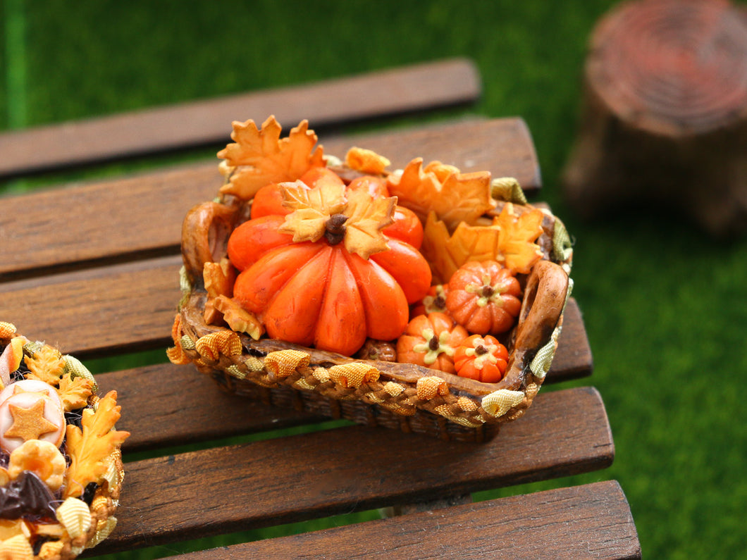 Pumpkin and Cookies Halloween Hamper - 1:12 Scale Miniature Decoration for Dollhouses
