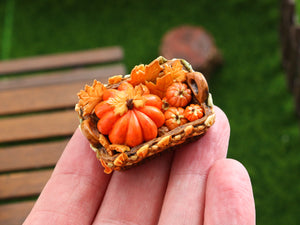 Pumpkin and Cookies Halloween Hamper - 1:12 Scale Miniature Decoration for Dollhouses