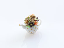 Load image into Gallery viewer, Bronze Floral Rose Teapot - Handmade Dollhouse Miniature for Halloween and Autumn