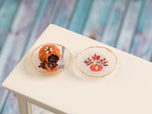 Load image into Gallery viewer, Autumn Chocolate Lava Cake Dessert and Decorative Plate - Handmade Miniature Food