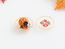 Load image into Gallery viewer, Autumn Chocolate Lava Cake Dessert and Decorative Plate - Handmade Miniature Food