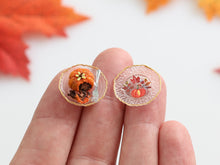 Load image into Gallery viewer, Autumn Chocolate Lava Cake Dessert and Decorative Plate - Handmade Miniature Food