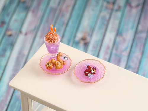 Autumn Dessert and Treats and Decorative Plate - Squirrel - Handmade Miniature Food