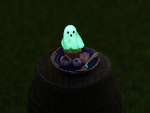 Load image into Gallery viewer, Glowing Ghost Cupcake Dessert and Decorative Plate - Handmade Miniature Food