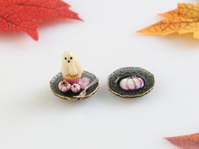 Load image into Gallery viewer, Glowing Ghost Cupcake Dessert and Decorative Plate - Handmade Miniature Food