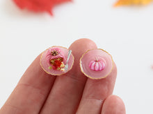 Load image into Gallery viewer, Raspberry Cake Pink Pumpkin Dessert and Decorative Plate - Handmade Miniature Food