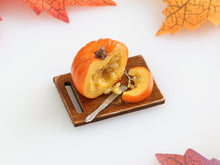 Load image into Gallery viewer, Hollowing Out Pumpkin with Slice - 12th Scale Handmade Dollhouse Miniature