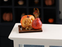 Load image into Gallery viewer, Hollowing Out a Pumpkin next to a Gourd - 12th Scale Handmade Dollhouse Miniature