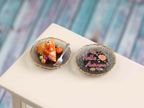 Autumn Dessert and Decorative Plate - Candy Corn Cake - Handmade Miniature Food