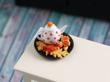 Load image into Gallery viewer, Autumn Teatime Set, Teapot, Cookies and Sweets - 12th Scale Handmade Dollhouse Miniature