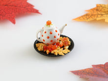 Load image into Gallery viewer, Autumn Teatime Set, Teapot, Cookies and Sweets - 12th Scale Handmade Dollhouse Miniature