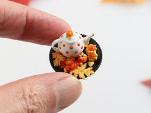 Load image into Gallery viewer, Autumn Teatime Set, Teapot, Cookies and Sweets - 12th Scale Handmade Dollhouse Miniature