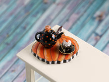 Load image into Gallery viewer, Autumn Cappucino Set with Gorgeous Handpainted Pumpkin Board - 12th Scale Handmade Dollhouse Miniature