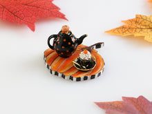 Load image into Gallery viewer, Autumn Cappucino Set with Gorgeous Handpainted Pumpkin Board - 12th Scale Handmade Dollhouse Miniature
