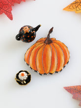 Load image into Gallery viewer, Autumn Cappucino Set with Gorgeous Handpainted Pumpkin Board - 12th Scale Handmade Dollhouse Miniature