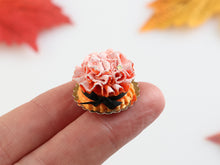 Load image into Gallery viewer, Autumn Ruffle Cake with Black Silk Bow - 12th Scale Handmade Dollhouse Miniature