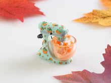 Load image into Gallery viewer, Miniature Pumpkin Mixer – 1:12 Scale Dollhouse Kitchen Appliance – Handmade Autumn Bakery Decor – Tiny Stand Mixer with Bowl
