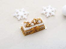 Load image into Gallery viewer, Luxurious Gold Christmas Cake - Handmade Miniature Food in 12th Scale