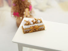 Load image into Gallery viewer, Luxurious Gold Christmas Cake - Handmade Miniature Food in 12th Scale