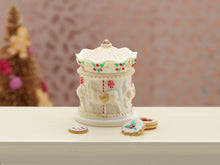 Load image into Gallery viewer, Christmas Carousel Cookie Jar - Opens, with lots and lots of Cookies and Treats - OOAK - 12th Scale Dollhouse Miniature Food