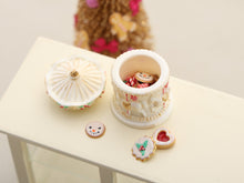 Load image into Gallery viewer, Christmas Carousel Cookie Jar - Opens, with lots and lots of Cookies and Treats - OOAK - 12th Scale Dollhouse Miniature Food
