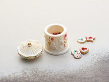 Load image into Gallery viewer, Christmas Carousel Cookie Jar - Opens, with lots and lots of Cookies and Treats - OOAK - 12th Scale Dollhouse Miniature Food
