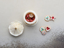 Load image into Gallery viewer, Christmas Carousel Cookie Jar - Opens, with lots and lots of Cookies and Treats - OOAK - 12th Scale Dollhouse Miniature Food