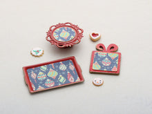 Load image into Gallery viewer, Christmas Display Set - Two Trays and a Cakestand (RED) - Miniature Dollhouse Accessory