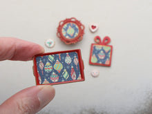 Load image into Gallery viewer, Christmas Display Set - Two Trays and a Cakestand (RED) - Miniature Dollhouse Accessory