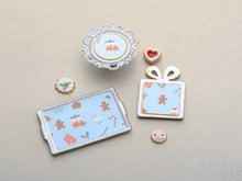 Load image into Gallery viewer, Christmas Display Set - Two Trays and a Cakestand (WHITE) - Dollhouse Miniature Accessory