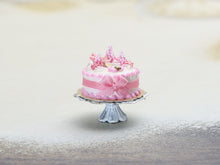 Load image into Gallery viewer, Pink Christmas Forest Cake - 12th Scale Dollhouse Miniature Food