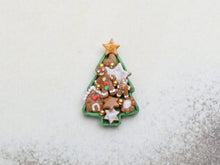 Load image into Gallery viewer, Festive Gingerbread Selection on Christmas Tree-shaped Tray - Handmade Miniature Food in 12th Scale